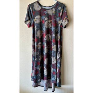 Lularoe Carley Patriotic Eagles Short Sleeve High-Low Dress Size Medium